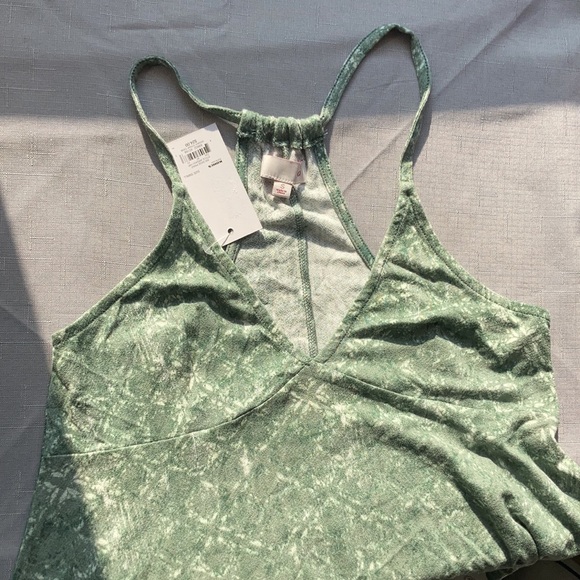 3/$15 So skinny strap tank green print soft boho casual sleeveless top S jr - Picture 5 of 17